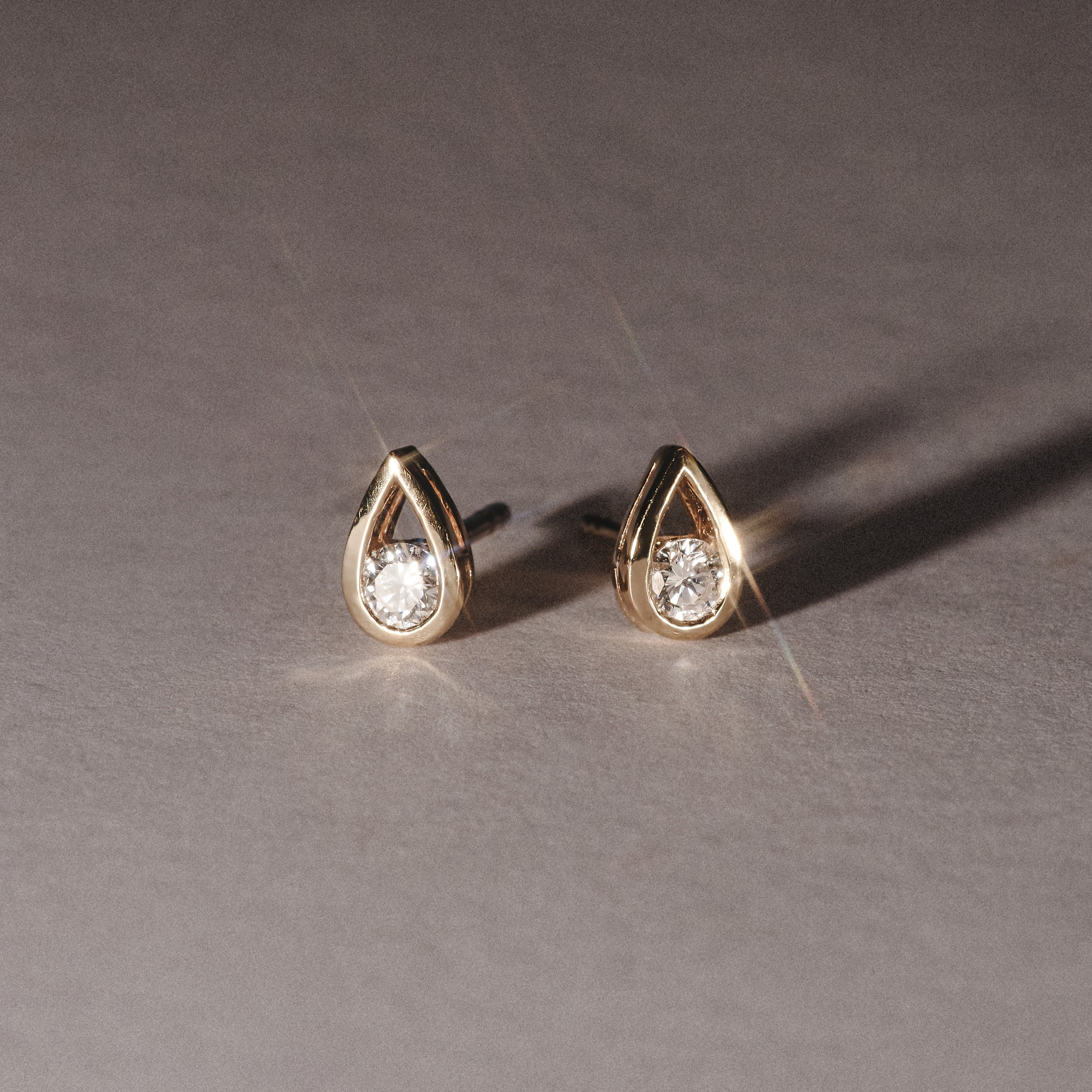 Teardrop 0.21ct Round Cut Lab Grown Stud Earrings in 18K Gold Vermeil